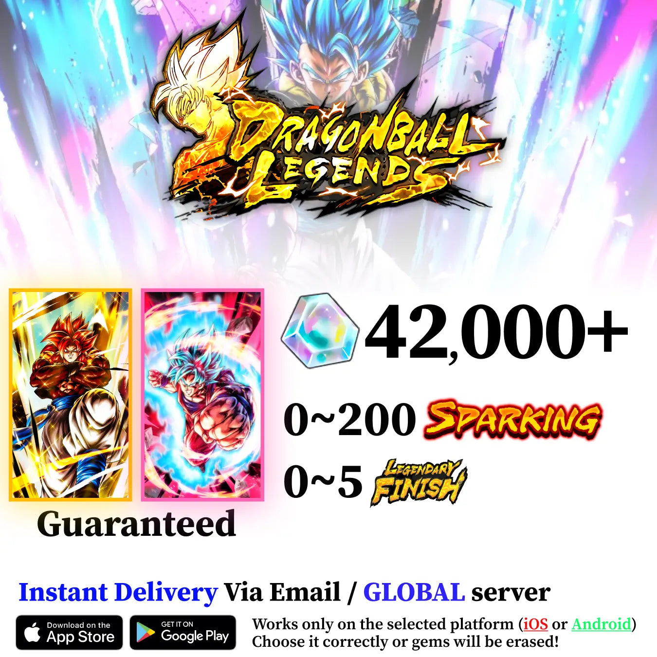 Dragon Ball Legends Ultra SSJ4 Gogeta with Super Saiyan God SS Kaioken Goku Account [iOS/Android]