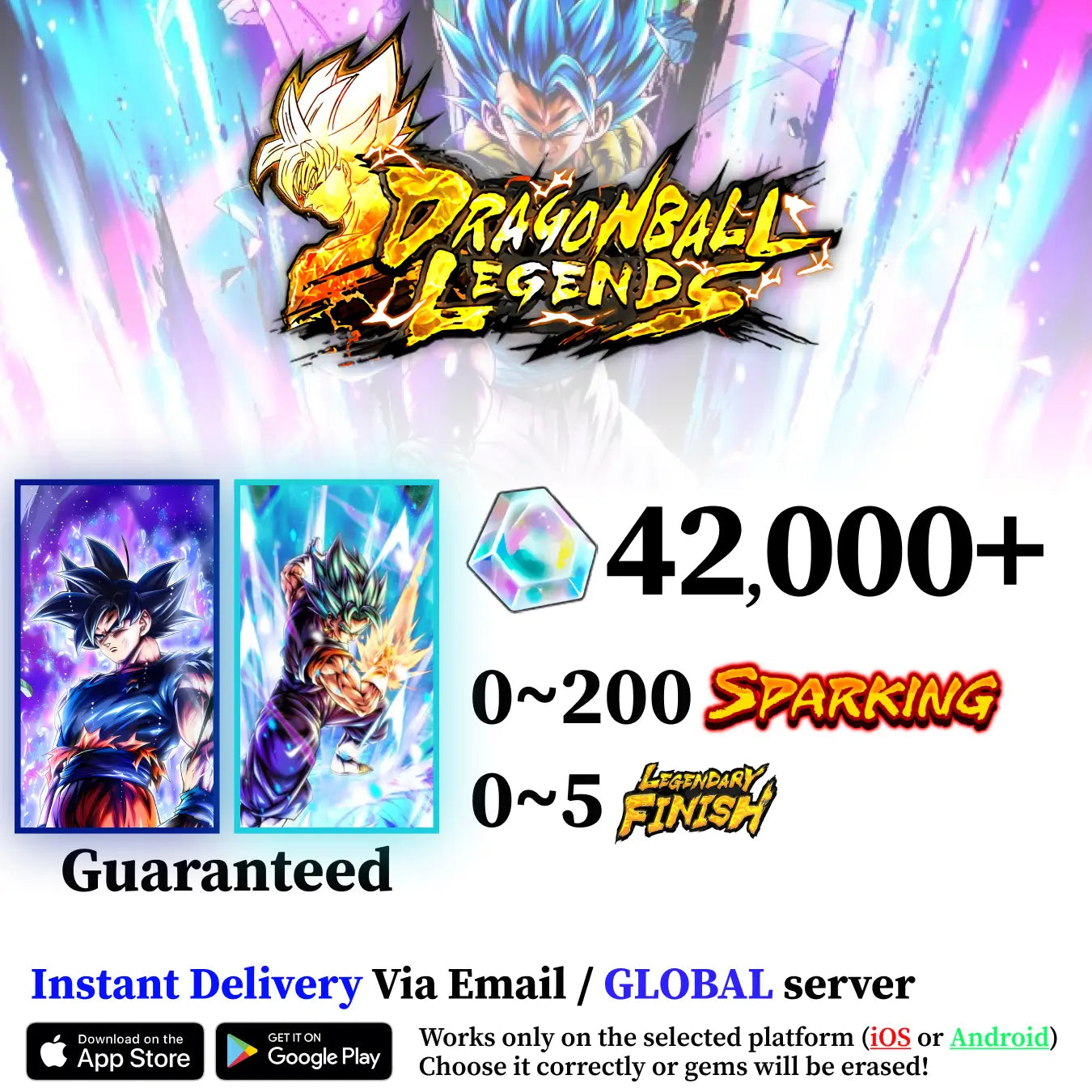 Dragon Ball Legends Super Saiyan God SS Vegito with UL Ultra Instinct -Sign- Goku Starter Account [iOS/Android]