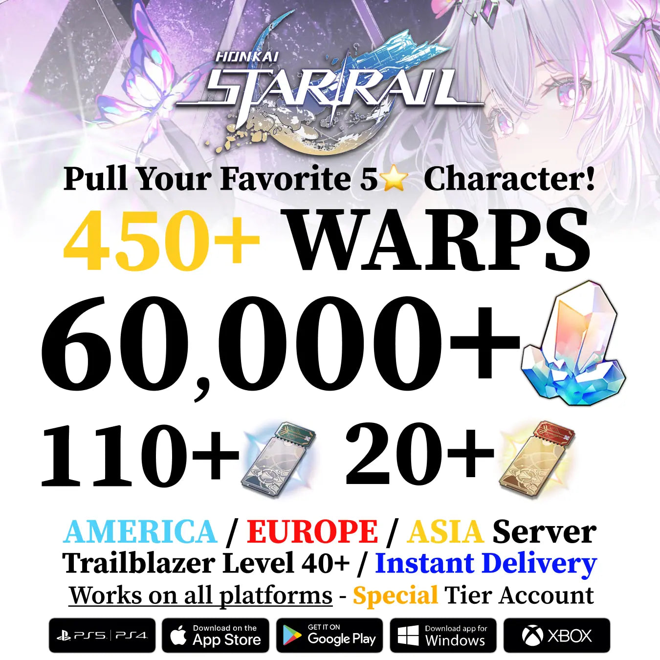 Honkai Star Rail Reroll Account with Stellar Jades - Special