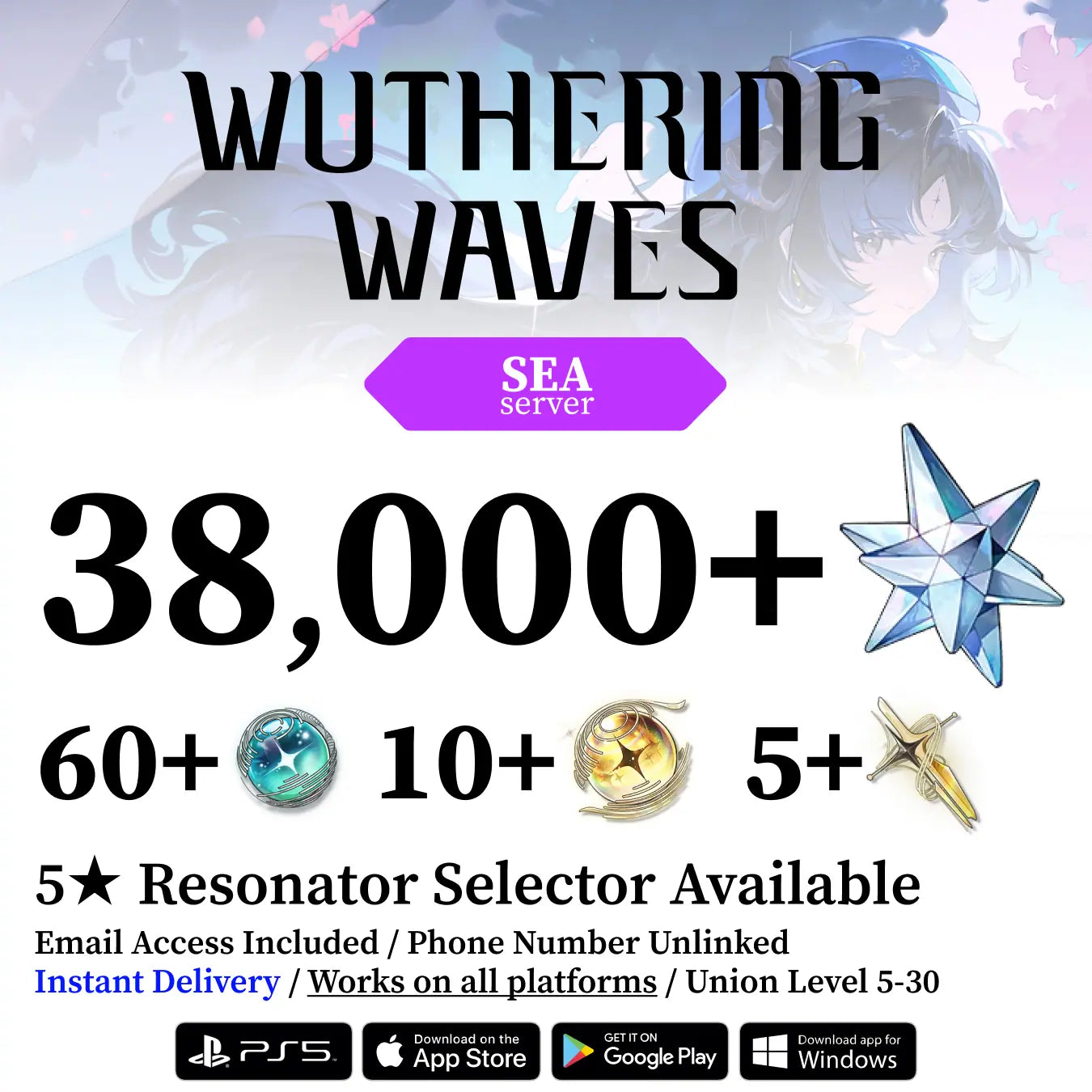 Wuthering Waves Reroll Account with Gems [SEA]